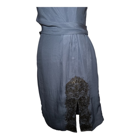 Vintage Y2K Victoria’s Secret Blue Lace Slip Dress Sz 4 Navy Black Slit - Picture 7 of 7